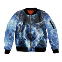 Native American Wolf And Eagle Sleeve Zip Bomber Jacket Thunder Style - Wonder Print Shop