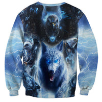 Native American Wolf And Eagle Sweatshirt Thunder Style - Wonder Print Shop