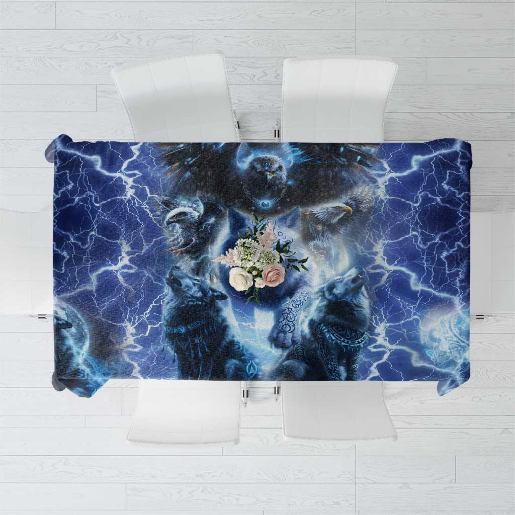 Native American Wolf And Eagle Tablecloth Thunder Style - Wonder Print Shop
