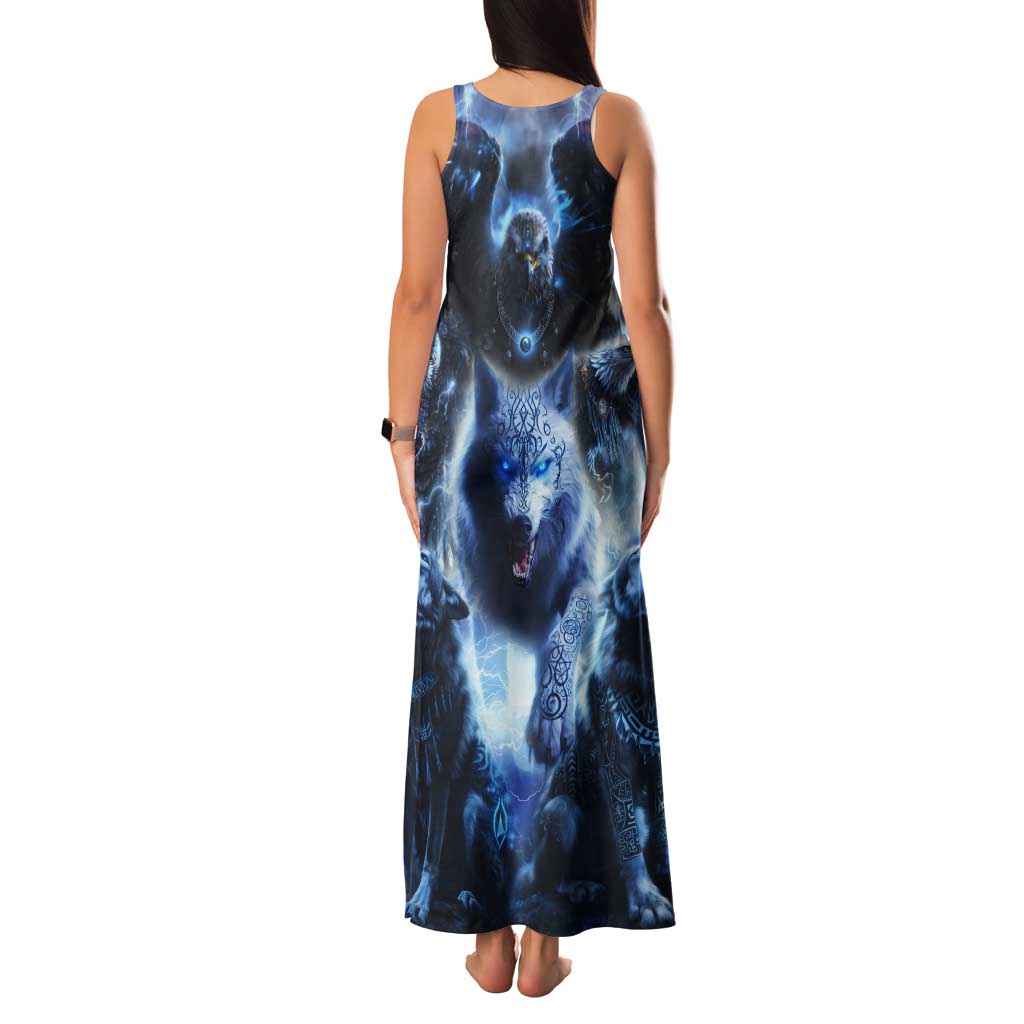 Native American Wolf And Eagle Tank Maxi Dress Thunder Style - Wonder Print Shop