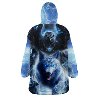 Native American Wolf And Eagle Wearable Blanket Hoodie Thunder Style - Wonder Print Shop