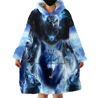 Native American Wolf And Eagle Wearable Blanket Hoodie Thunder Style - Wonder Print Shop