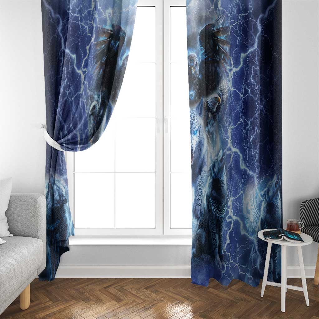 Native American Wolf And Eagle Window Curtain Thunder Style - Wonder Print Shop