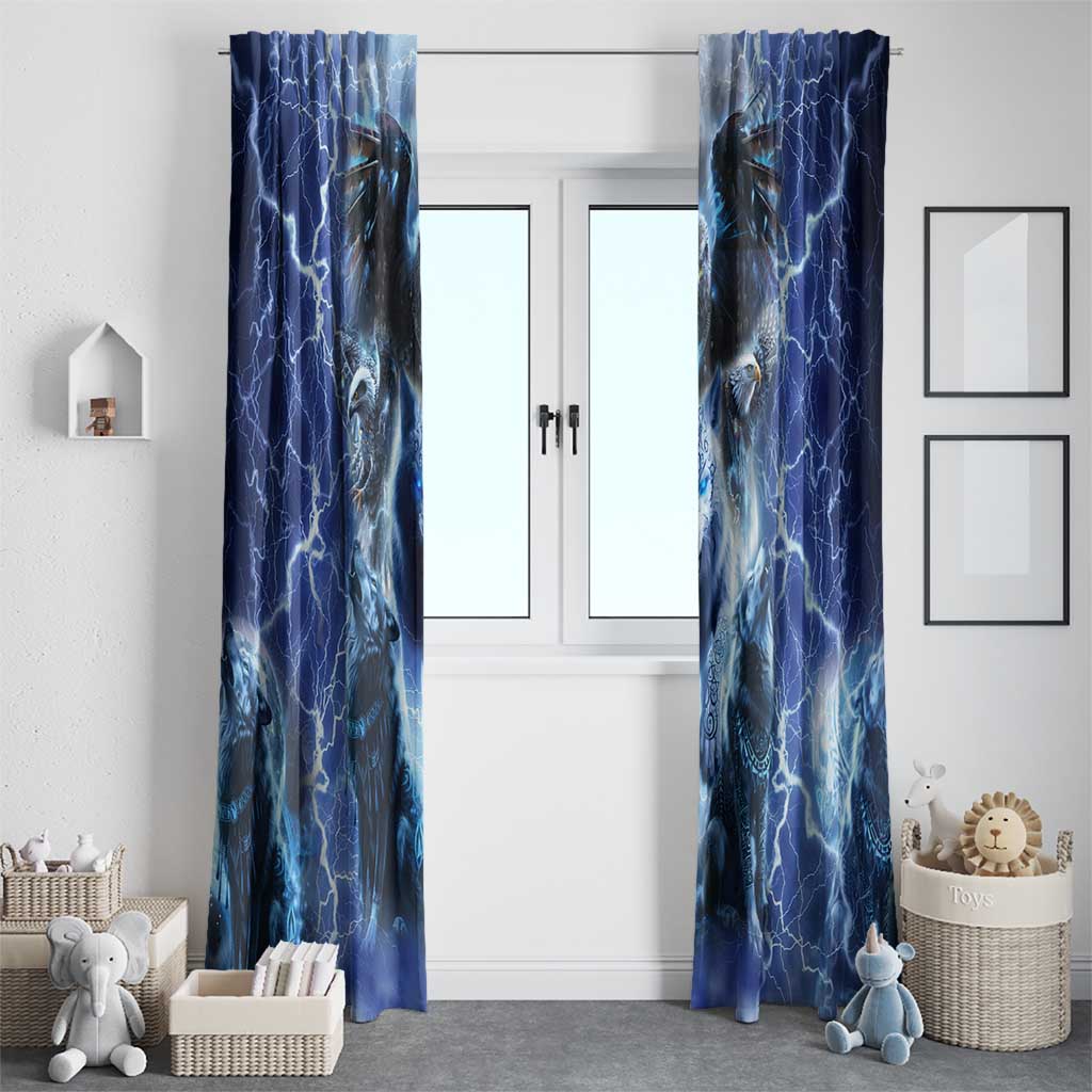 Native American Wolf And Eagle Window Curtain Thunder Style - Wonder Print Shop
