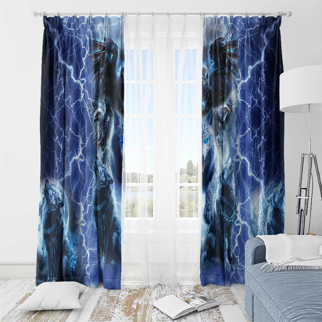 Native American Wolf And Eagle Window Curtain Thunder Style - Wonder Print Shop
