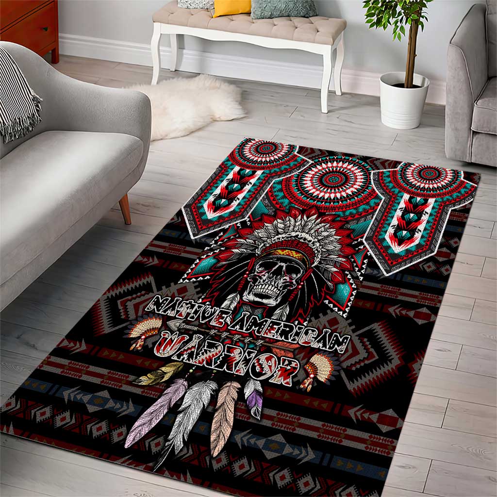 Native American Indian Warrior Skull Area Rug - Wonder Print Shop