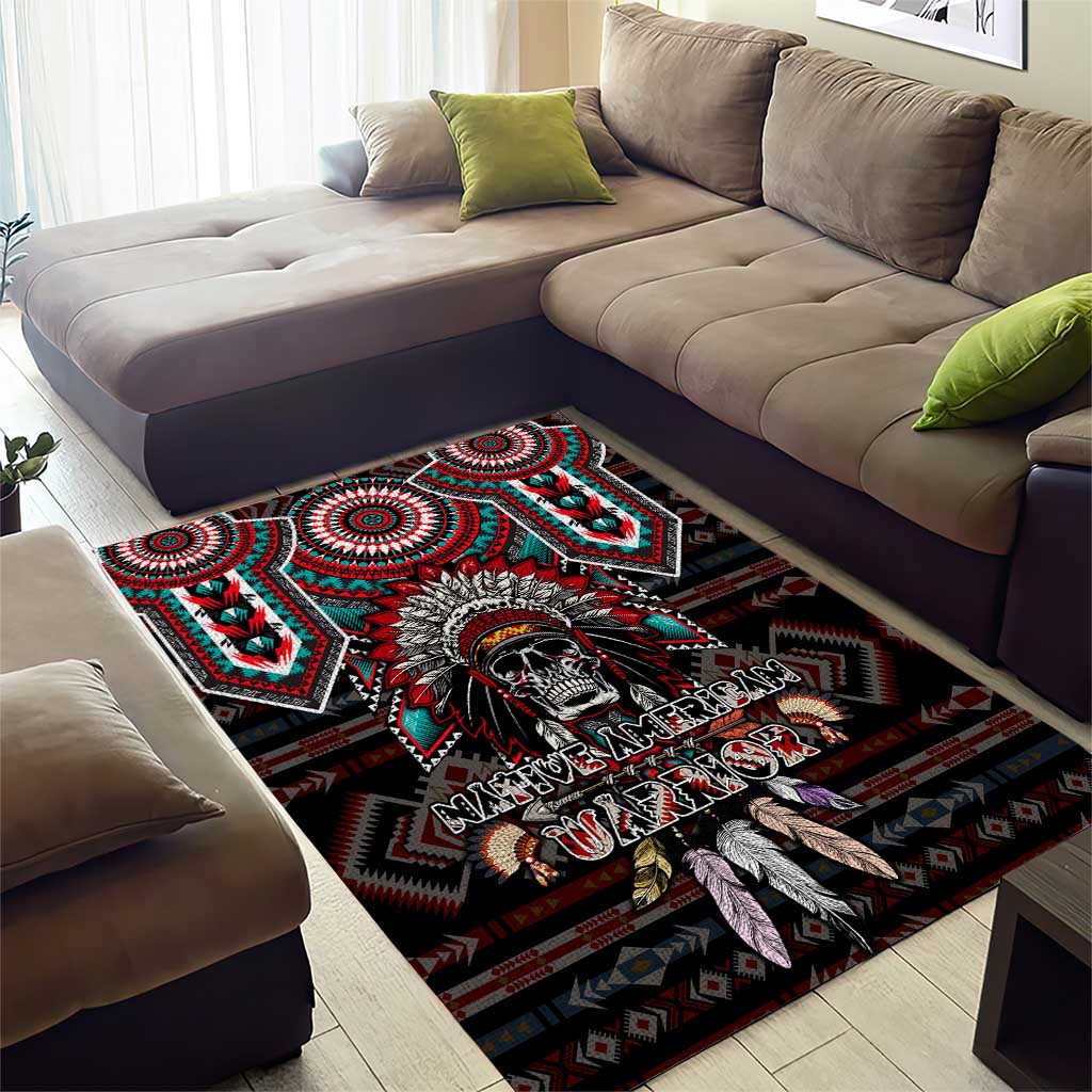Native American Indian Warrior Skull Area Rug - Wonder Print Shop