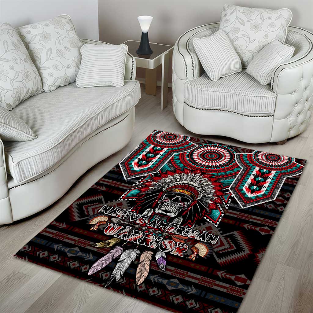 Native American Indian Warrior Skull Area Rug - Wonder Print Shop