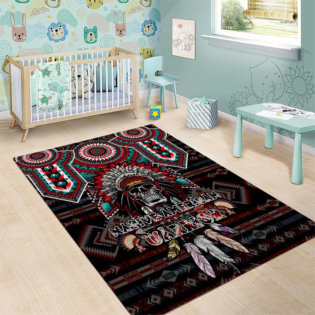 Native American Indian Warrior Skull Area Rug - Wonder Print Shop