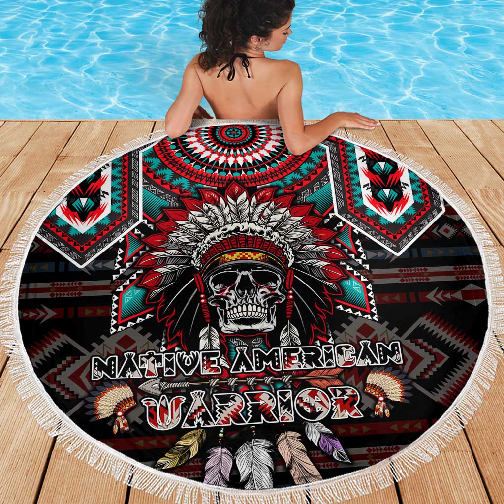 Native American Indian Warrior Skull Beach Blanket - Wonder Print Shop