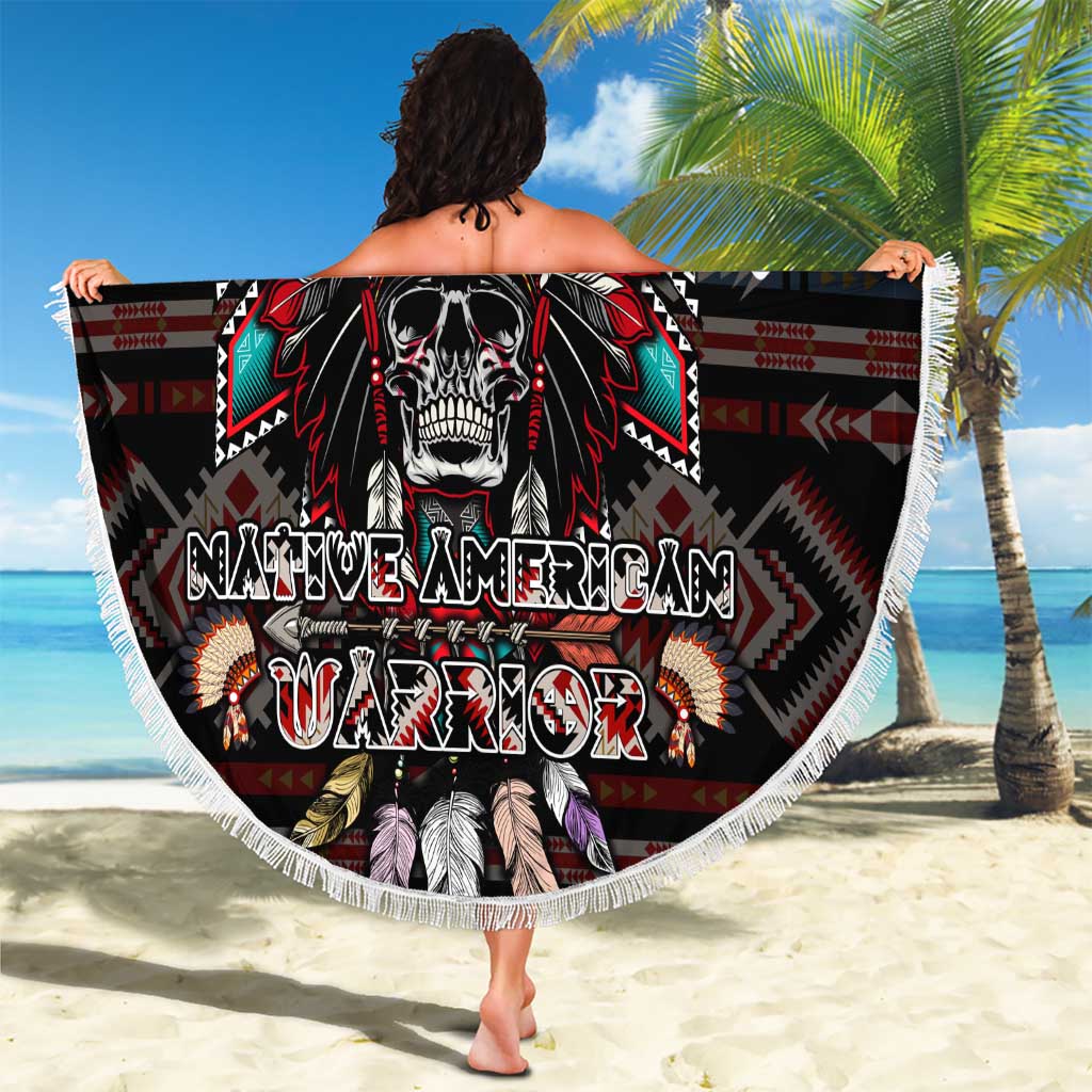 Native American Indian Warrior Skull Beach Blanket - Wonder Print Shop