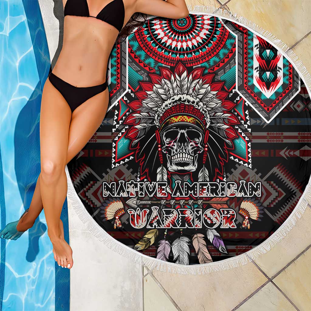 Native American Indian Warrior Skull Beach Blanket - Wonder Print Shop
