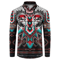Native American Indian Warrior Skull Button Sweatshirt - Wonder Print Shop