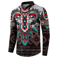 Native American Indian Warrior Skull Button Sweatshirt - Wonder Print Shop