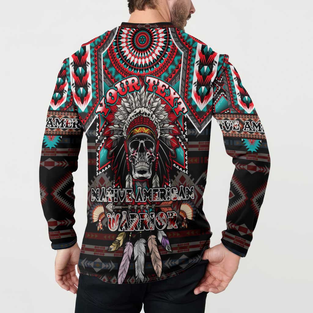 Native American Indian Warrior Skull Button Sweatshirt - Wonder Print Shop