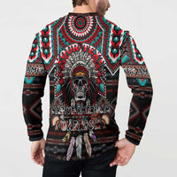 Native American Indian Warrior Skull Button Sweatshirt - Wonder Print Shop