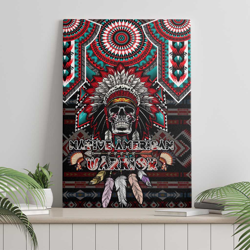 Native American Indian Warrior Skull Canvas Wall Art - Wonder Print Shop