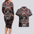 Native American Indian Warrior Skull Couples Matching Long Sleeve Bodycon Dress and Hawaiian Shirt - Wonder Print Shop
