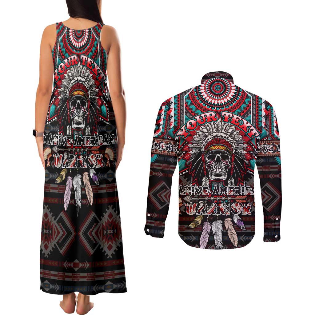 Native American Indian Warrior Skull Couples Matching Tank Maxi Dress and Long Sleeve Button Shirt - Wonder Print Shop