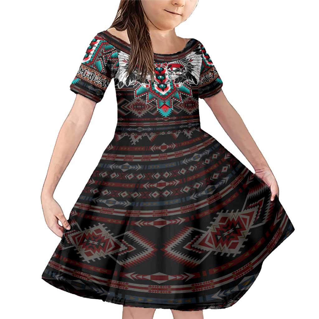 Native American Indian Warrior Skull Family Matching Mermaid Dress and Hawaiian Shirt - Wonder Print Shop