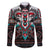 Native American Indian Warrior Skull Family Matching Off The Shoulder Long Sleeve Dress and Hawaiian Shirt - Wonder Print Shop