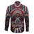 Native American Indian Warrior Skull Family Matching Off The Shoulder Long Sleeve Dress and Hawaiian Shirt - Wonder Print Shop