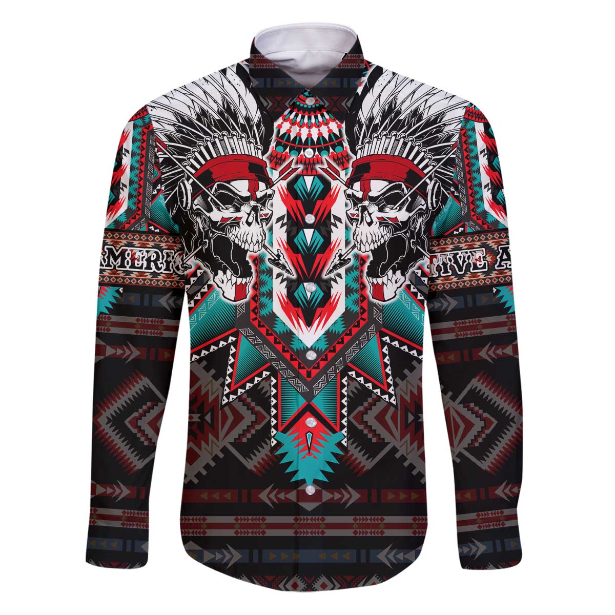 Native American Indian Warrior Skull Family Matching Puletasi and Hawaiian Shirt - Wonder Print Shop