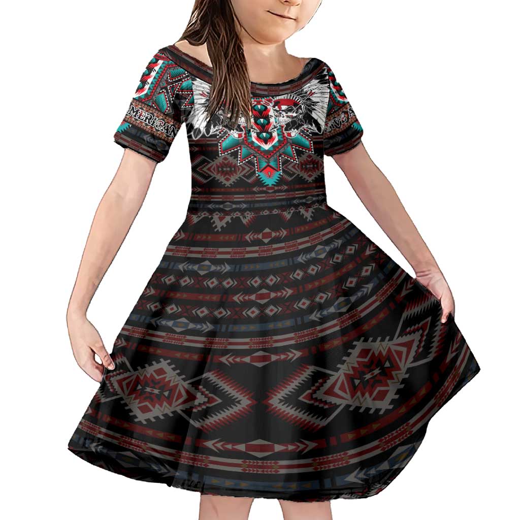 Native American Indian Warrior Skull Family Matching Short Sleeve Bodycon Dress and Hawaiian Shirt - Wonder Print Shop