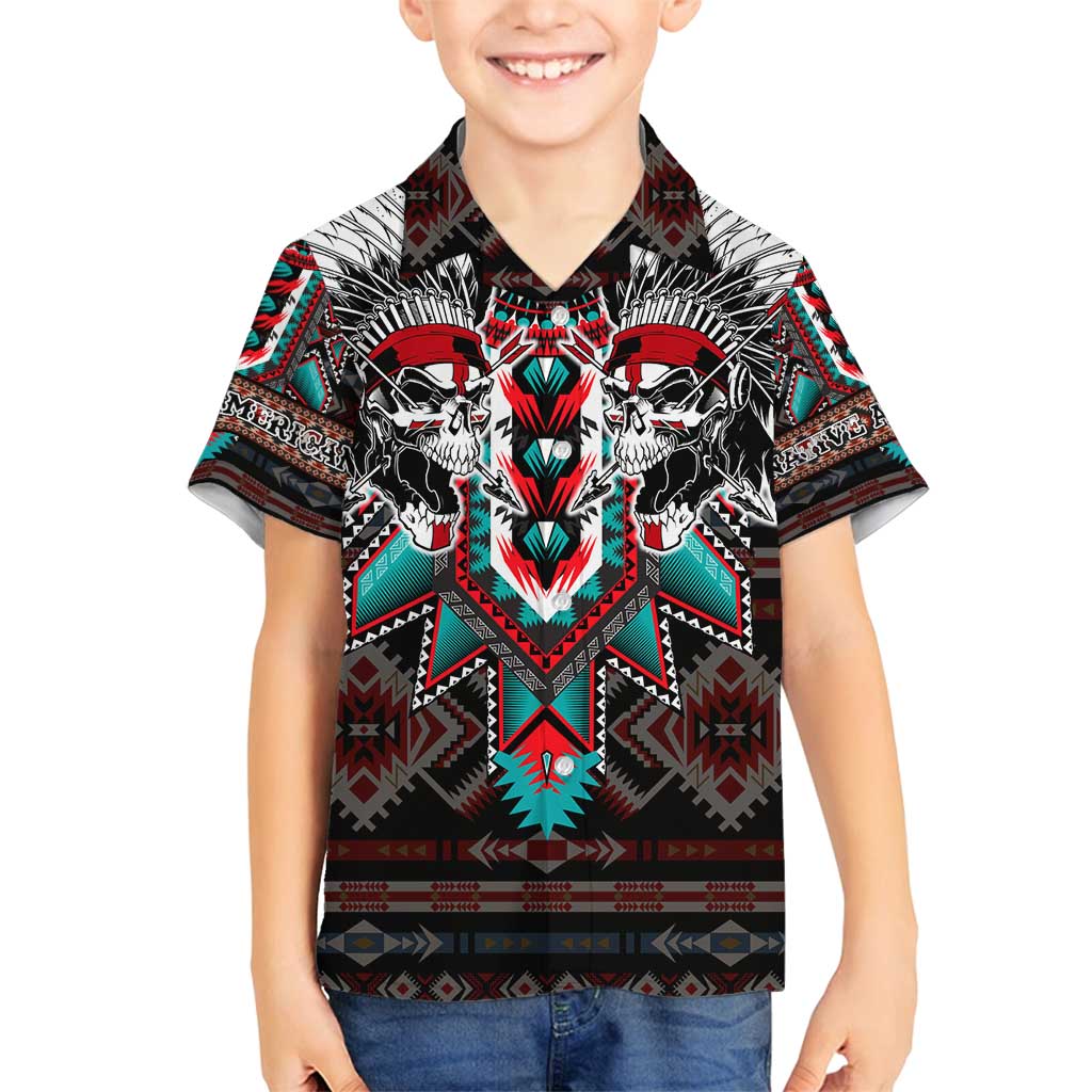 Native American Indian Warrior Skull Family Matching Summer Maxi Dress and Hawaiian Shirt - Wonder Print Shop