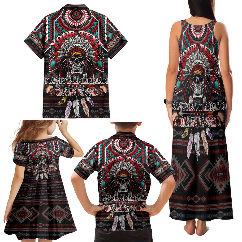 Native American Indian Warrior Skull Family Matching Tank Maxi Dress and Hawaiian Shirt - Wonder Print Shop