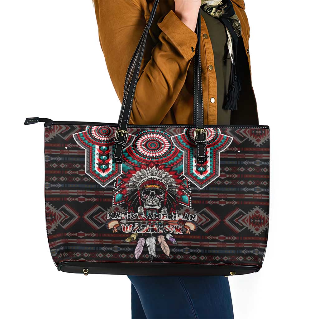Native American Indian Warrior Skull Leather Tote Bag - Wonder Print Shop