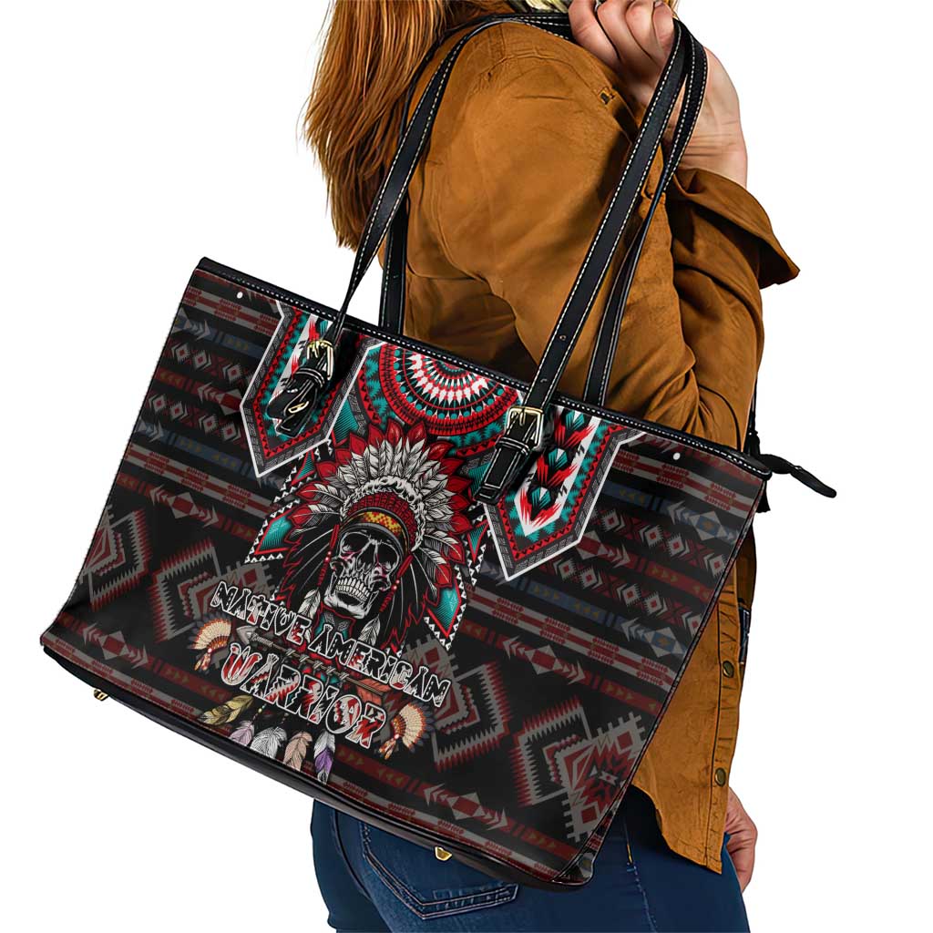 Native American Indian Warrior Skull Leather Tote Bag - Wonder Print Shop