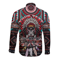 Native American Indian Warrior Skull Long Sleeve Button Shirt - Wonder Print Shop