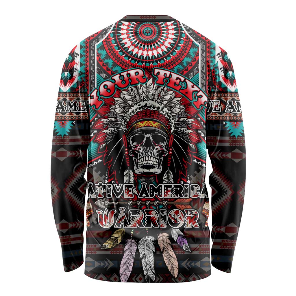 Native American Indian Warrior Skull Long Sleeve Shirt - Wonder Print Shop