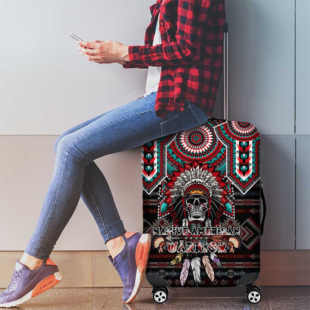 Native American Indian Warrior Skull Luggage Cover - Wonder Print Shop