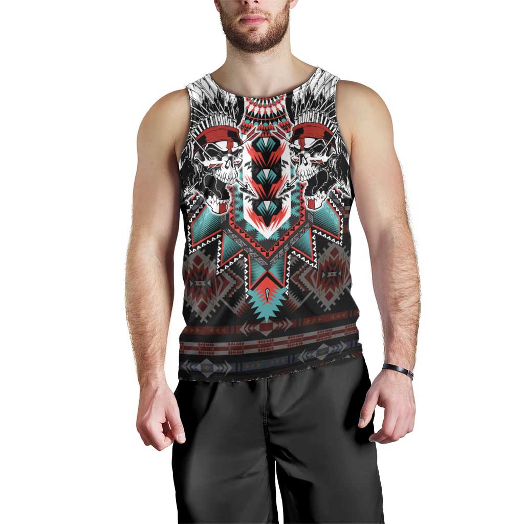Native American Indian Warrior Skull Men Tank Top - Wonder Print Shop