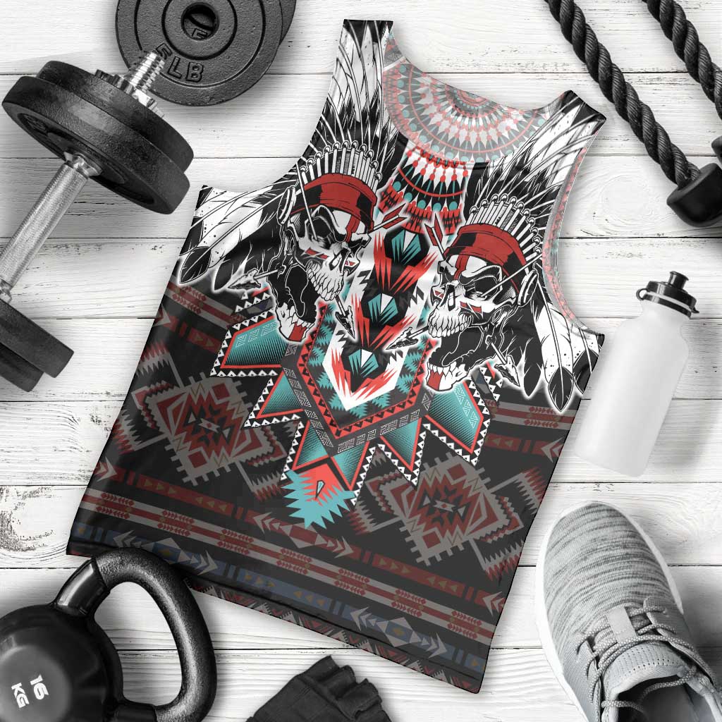Native American Indian Warrior Skull Men Tank Top - Wonder Print Shop