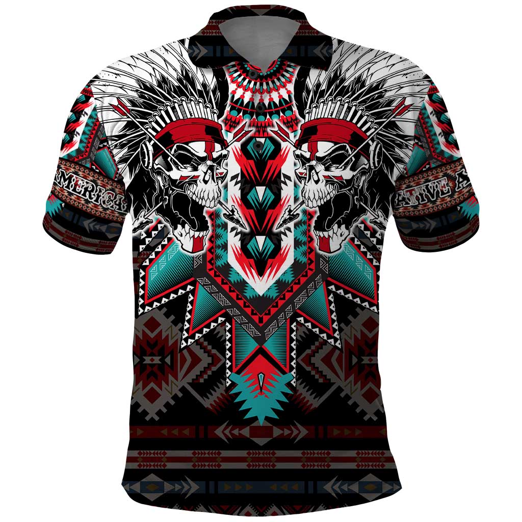 Native American Indian Warrior Skull Polo Shirt - Wonder Print Shop