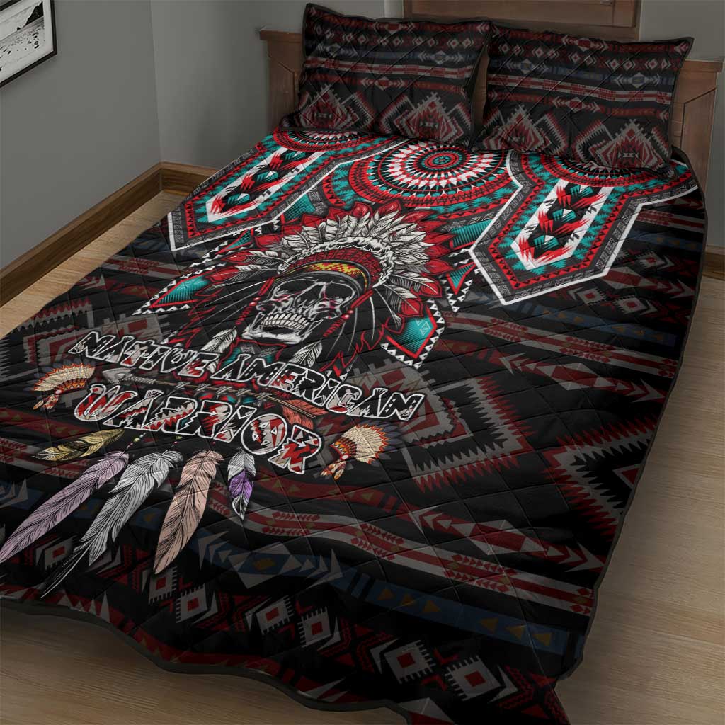 Native American Indian Warrior Skull Quilt Bed Set - Wonder Print Shop