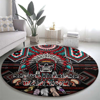 Native American Indian Warrior Skull Round Carpet