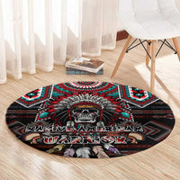 Native American Indian Warrior Skull Round Carpet