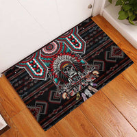 Native American Indian Warrior Skull Rubber Doormat - Wonder Print Shop