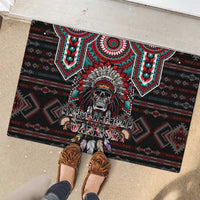 Native American Indian Warrior Skull Rubber Doormat - Wonder Print Shop