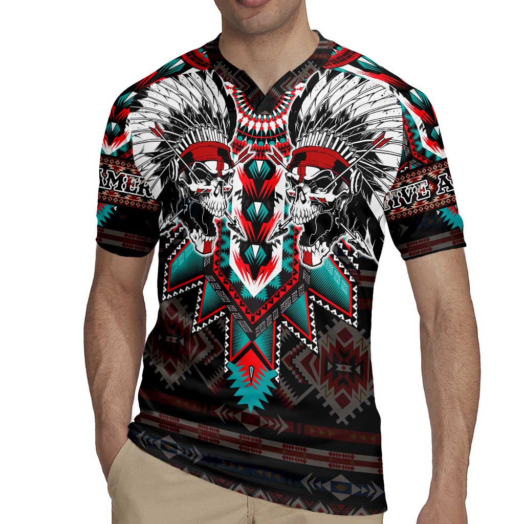 Native American Indian Warrior Skull Rugby Jersey - Wonder Print Shop