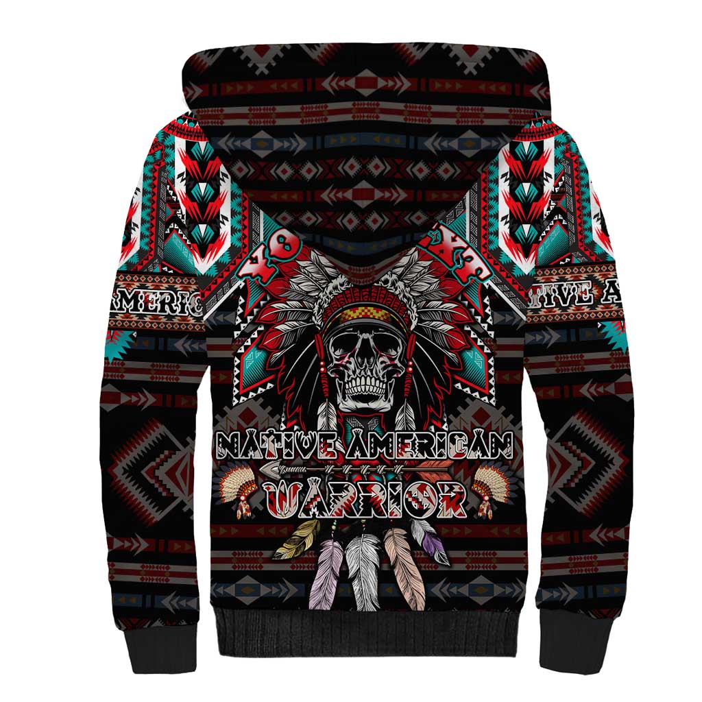 Native American Indian Warrior Skull Sherpa Hoodie - Wonder Print Shop