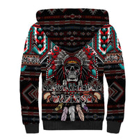 Native American Indian Warrior Skull Sherpa Hoodie - Wonder Print Shop