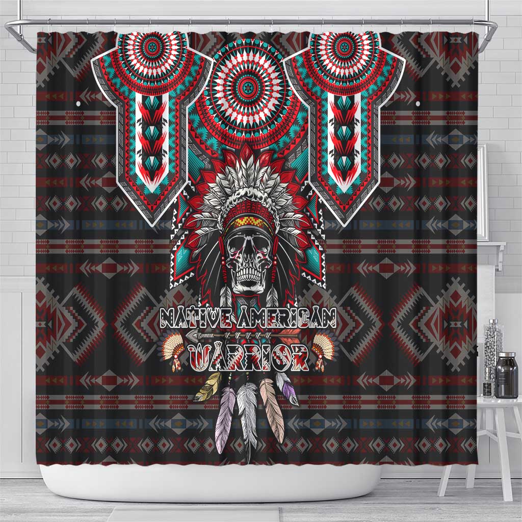 Native American Indian Warrior Skull Shower Curtain