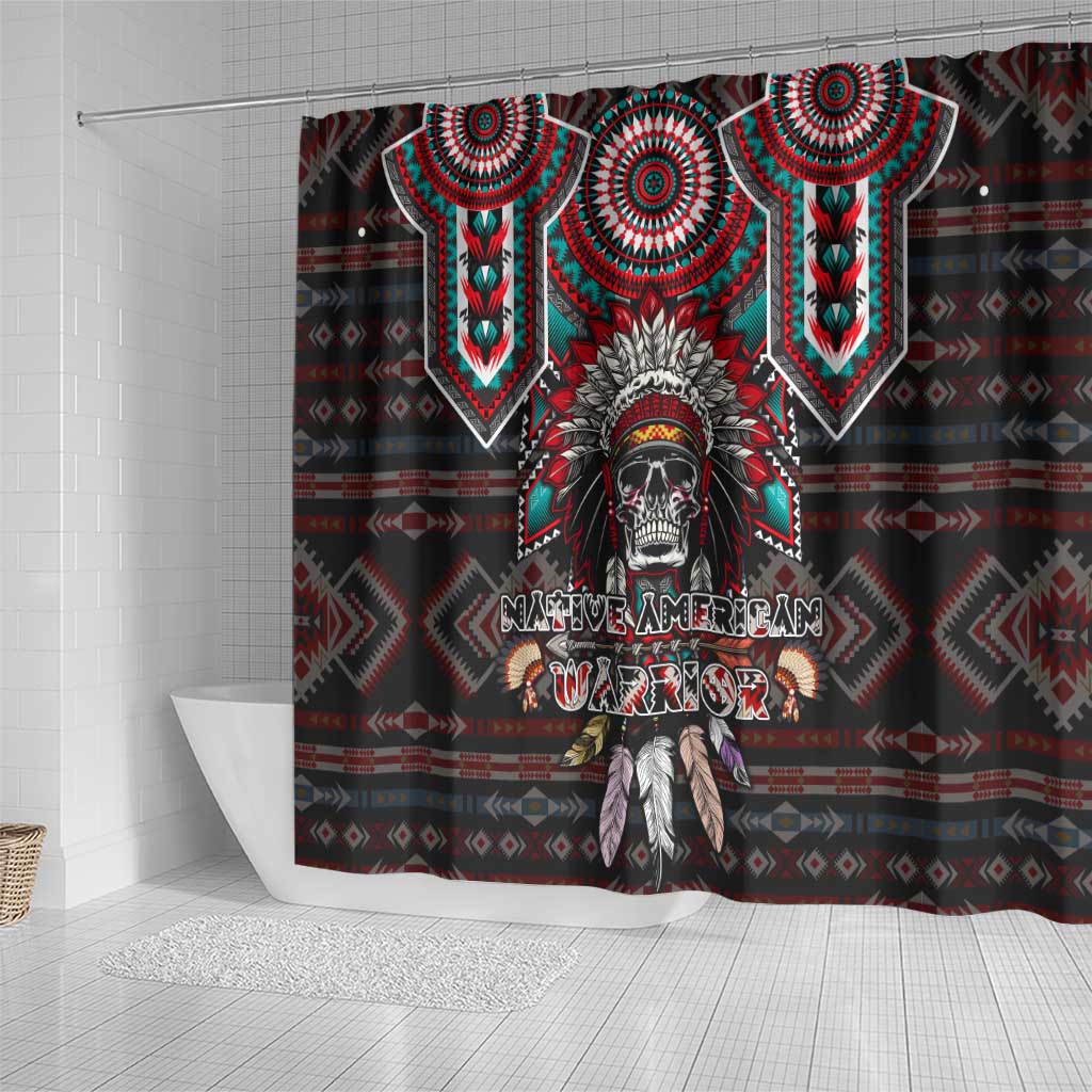 Native American Indian Warrior Skull Shower Curtain