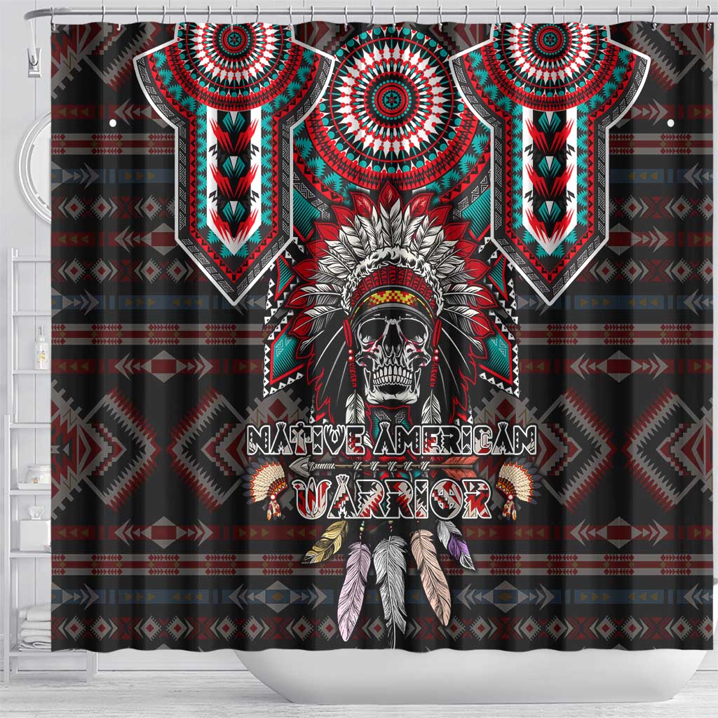 Native American Indian Warrior Skull Shower Curtain