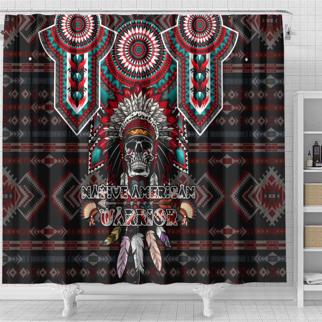 Native American Indian Warrior Skull Shower Curtain